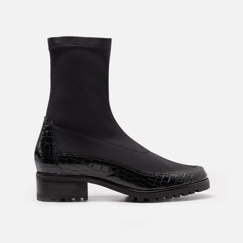 BOTA PAULA TORRES VENEZA CROCO PRETO PRETO