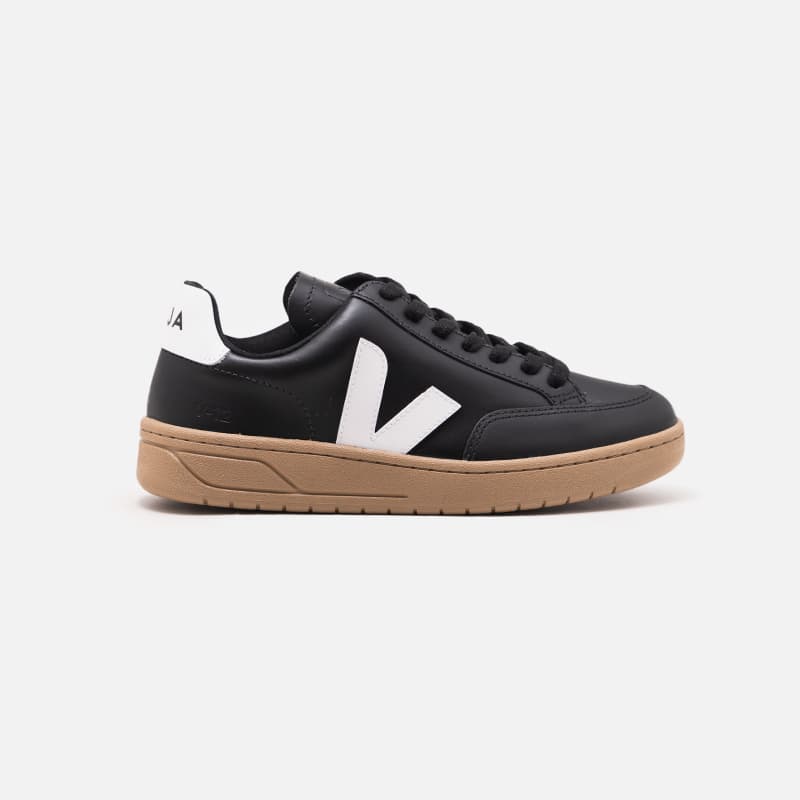 TENIS VEJA V-12 LEATHER BLACK WHITE DUNE BLACK WHITE DUNE