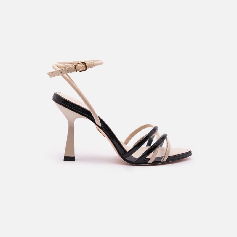 SANDALIA VINIL CRISTAL PRETO E BRANCO