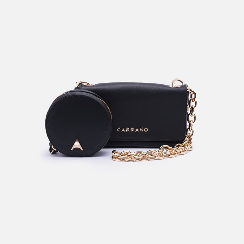BOLSA DE COURO LEATHER PRETO