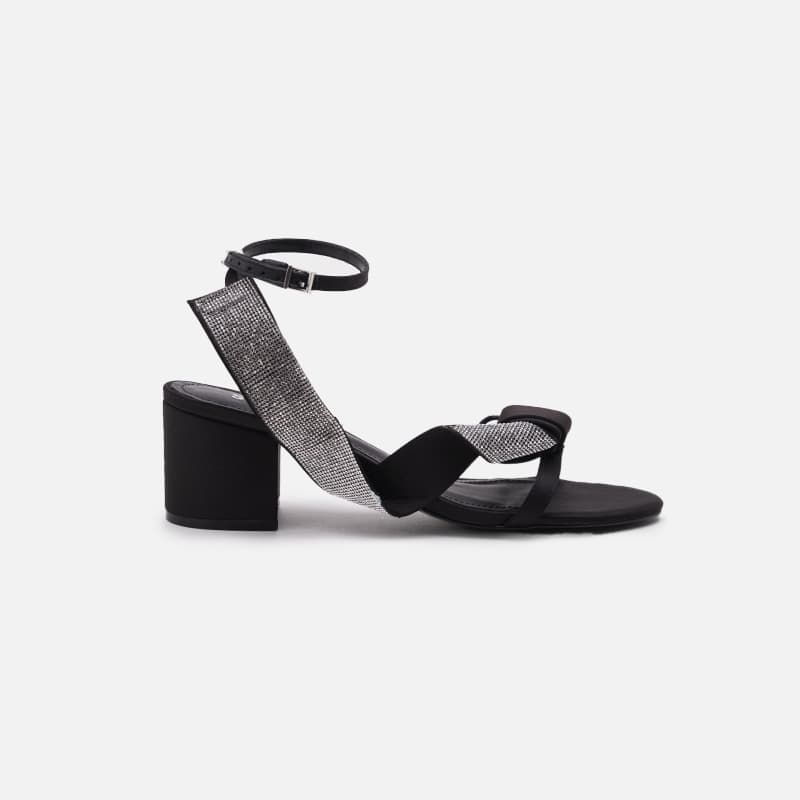 SANDALIA CETIM PRETO