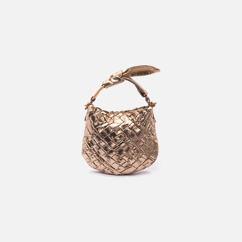 BOLSA EM COURO METALIZADA OURO