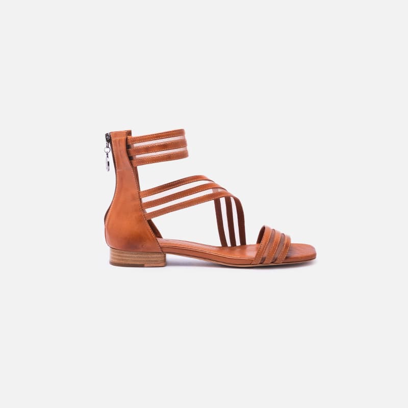 SANDALIA EM TELA CAMEL