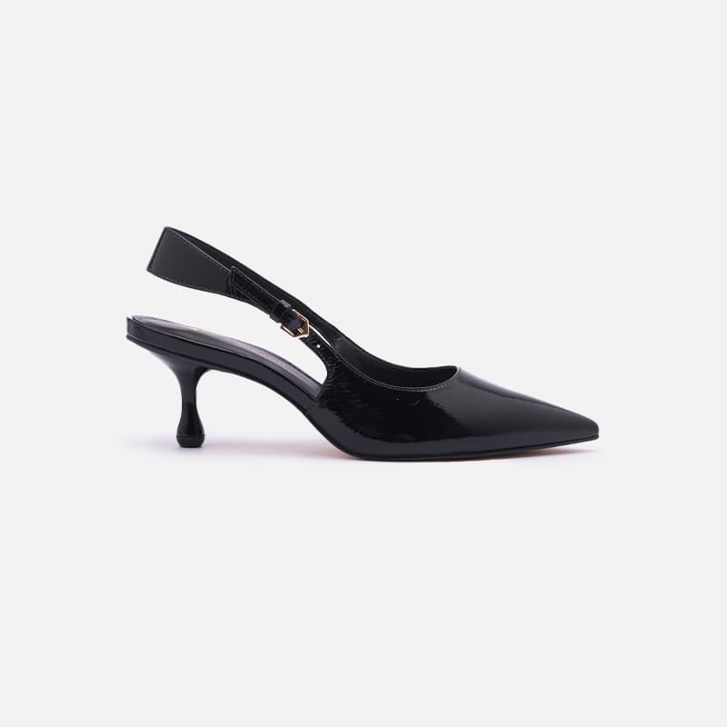 SLINGBACK VERNIZ PRETO