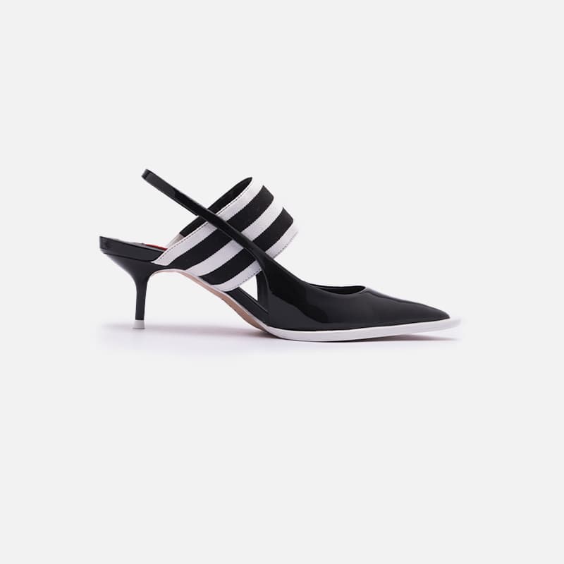 SLINGBACK LALA PRETO E BRANCO