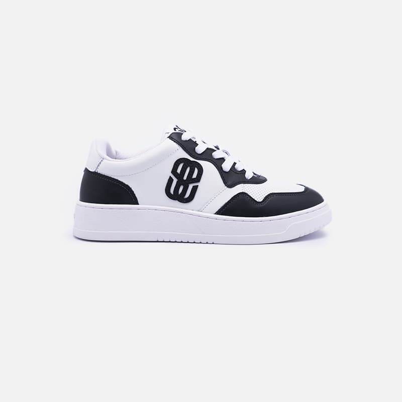 TENIS LOGOMANIA COURO PRETO E BRANCO