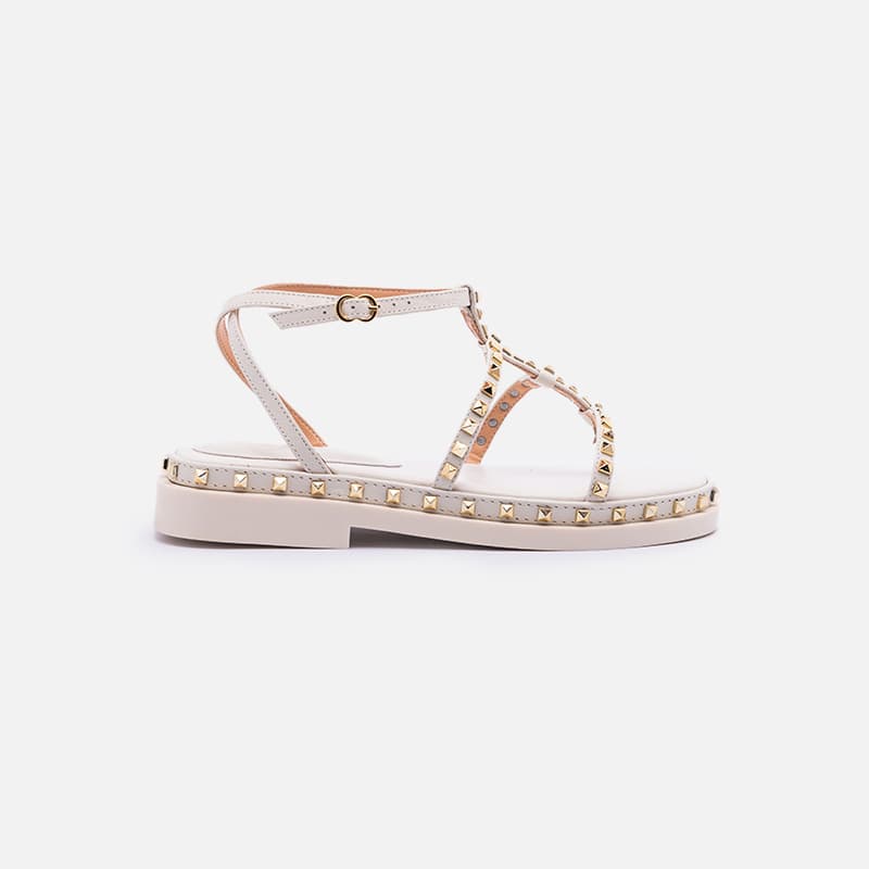 SANDALIA TIRAS ASSIMETRICAS OFF WHITE