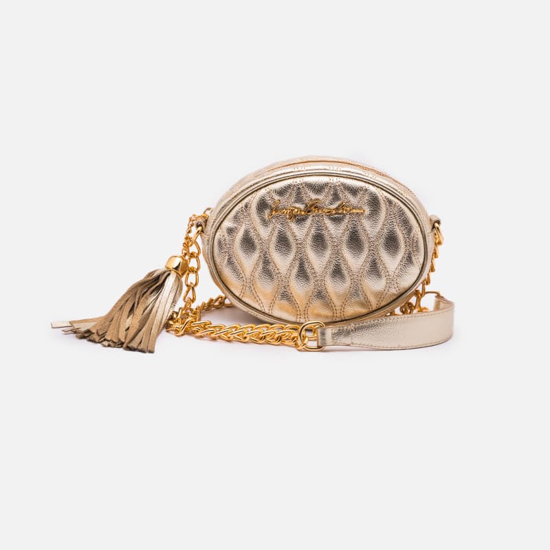 BOLSA REDONDA METALIZADA OURO LIGHT
