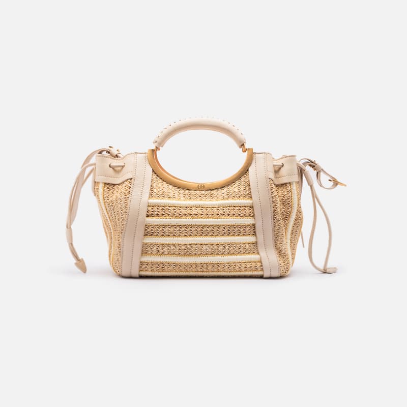 BOLSA CRAB MINI RAFFIA HANDBAG AREIA AREIA