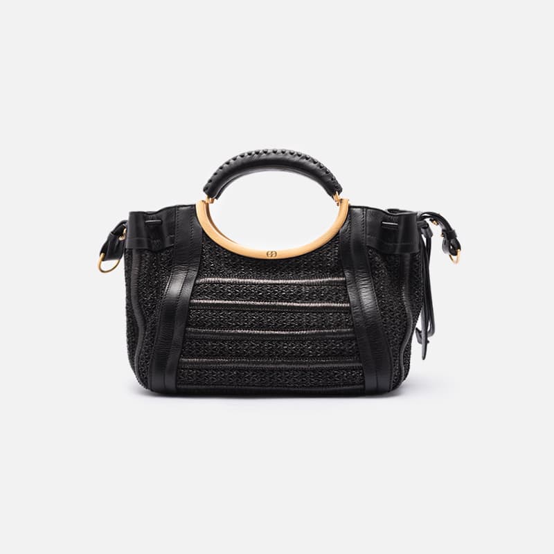 BOLSA CRAB MINI RAFFIA HANDBAG PREO PRETO