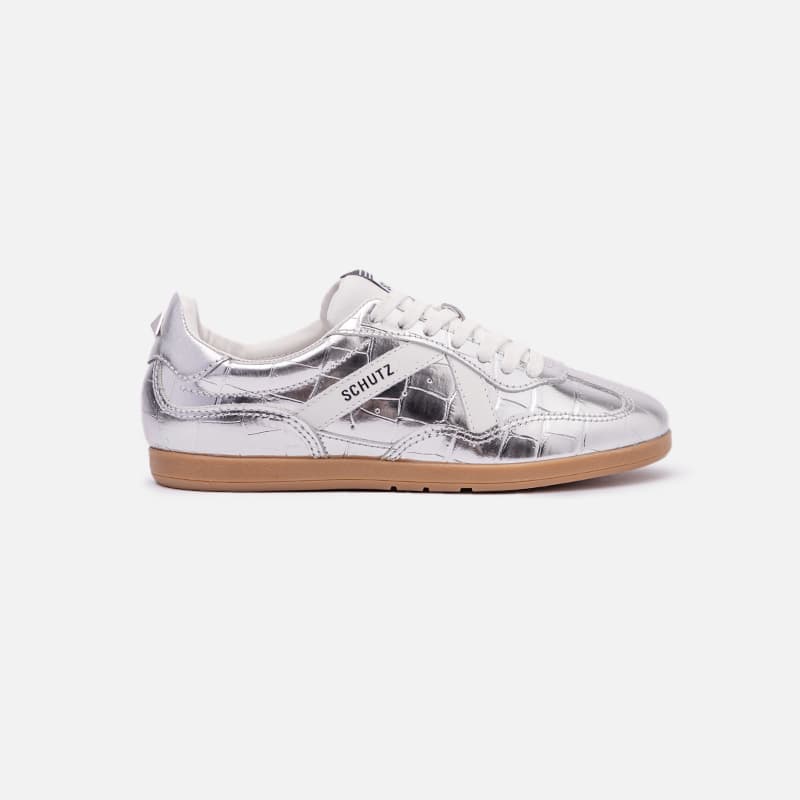 TENIS EM COURO PRATA