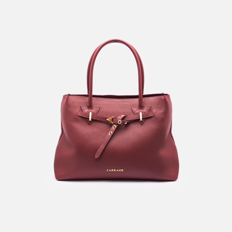 BOLSA EM COURO VINHO