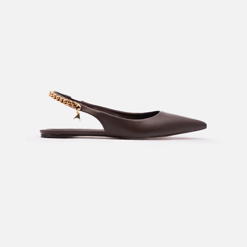 SLINGBACK CHAIN CHARM MARROM