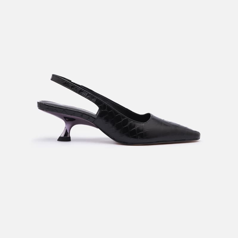 SLINGBACK CROCO PRETO
