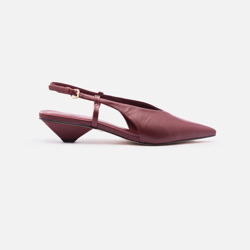 SLINGBACK EM COURO MARSALA