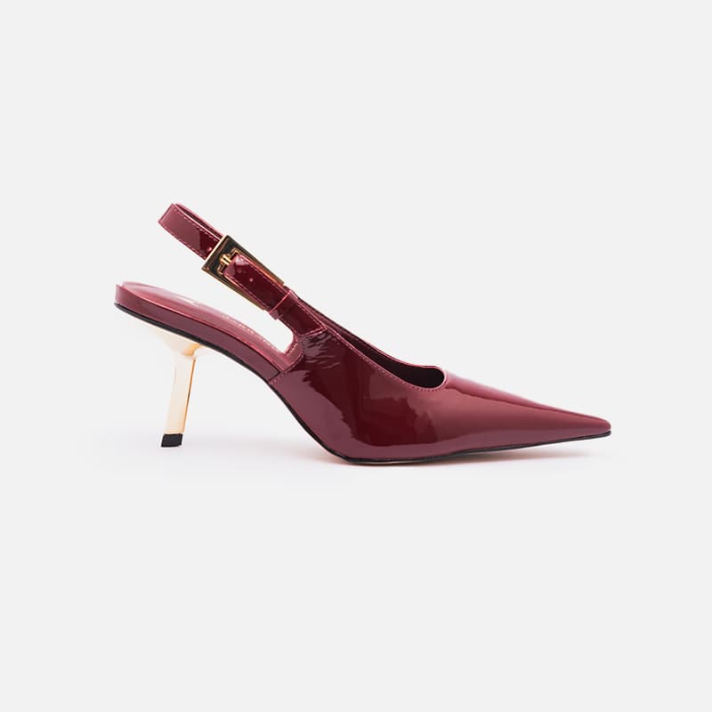 SLINGBACK STILETTO VERNIZ MARSALA