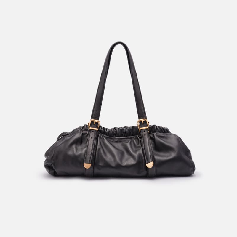 BOLSA DE COURO VINTAGE FIVELAS PRETO