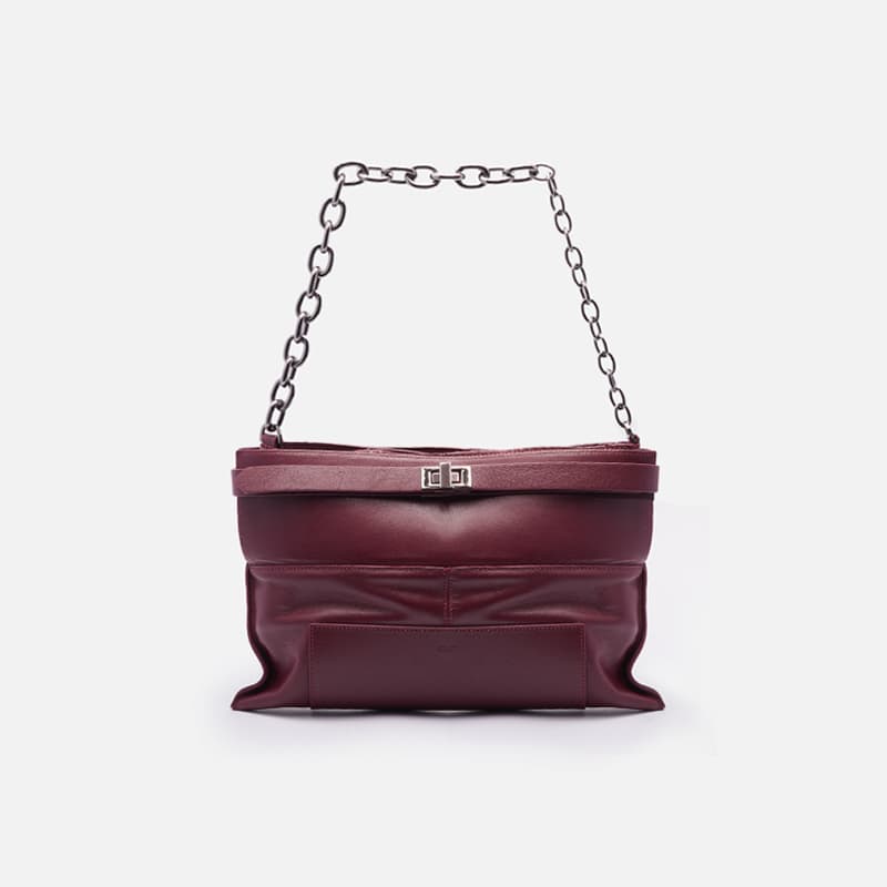 BOLSA EM COURO VINHO