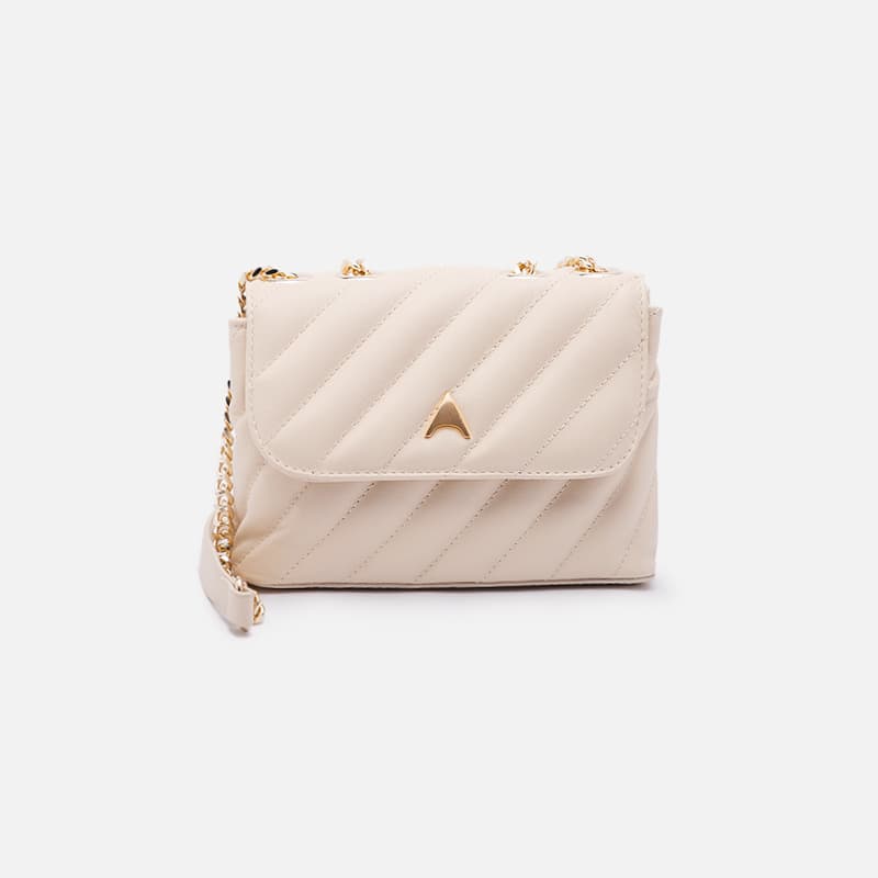 BOLSA EM COURO OFF WHITE