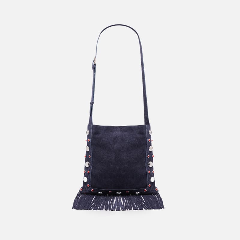 BOLSA EM CAMURCA COM FRANJAS AZUL