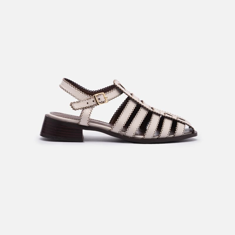 SANDALIA EM COURO OFF WHITE